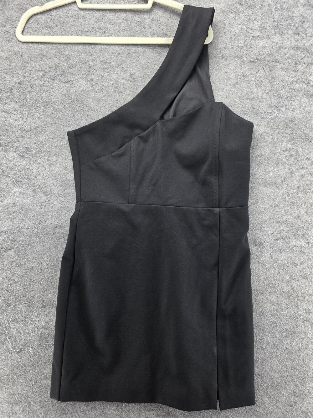 Impressions Dress Womens Large Black One Shoulder Mini Sheath Party Cocktail